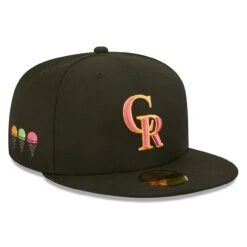 Men's Colorado Rockies New Era Black Summer Sherbet 59FIFTY Fitted Hat