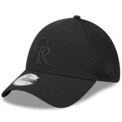 Men's Colorado Rockies New Era Black Tonal Team Neo 39THIRTY Flex Hat
