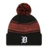 Men's Detroit Tigers New Era Black Chilled Cuffed Knit Hat With Pom