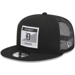 Men's Detroit Tigers New Era Black Scratch Squared Trucker 9FIFTY Snapback Hat