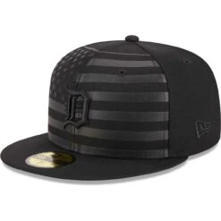 Men's Detroit Tigers New Era Black Tonal Flag 59FIFTY Fitted Hat