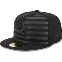 Men's Houston Astros New Era Black Tonal Flag 59FIFTY Fitted Hat
