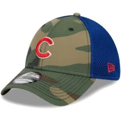 Men's Chicago Cubs New Era Camo Team Neo 39THIRTY Flex Hat