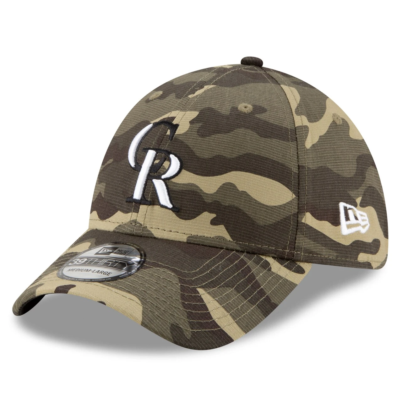 Men's Colorado Rockies New Era Camo 2021 Armed Forces Day 39THIRTY Flex Hat - Image 3