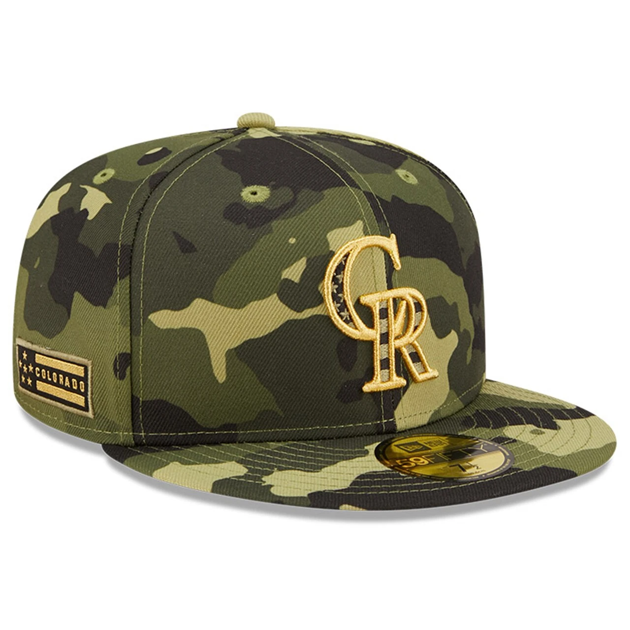 Men's Colorado Rockies New Era Camo 2022 Armed Forces Day On-Field 59FIFTY Fitted Hat
