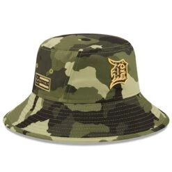 Men's Detroit Tigers New Era Camo 2022 Armed Forces Day Bucket Hat