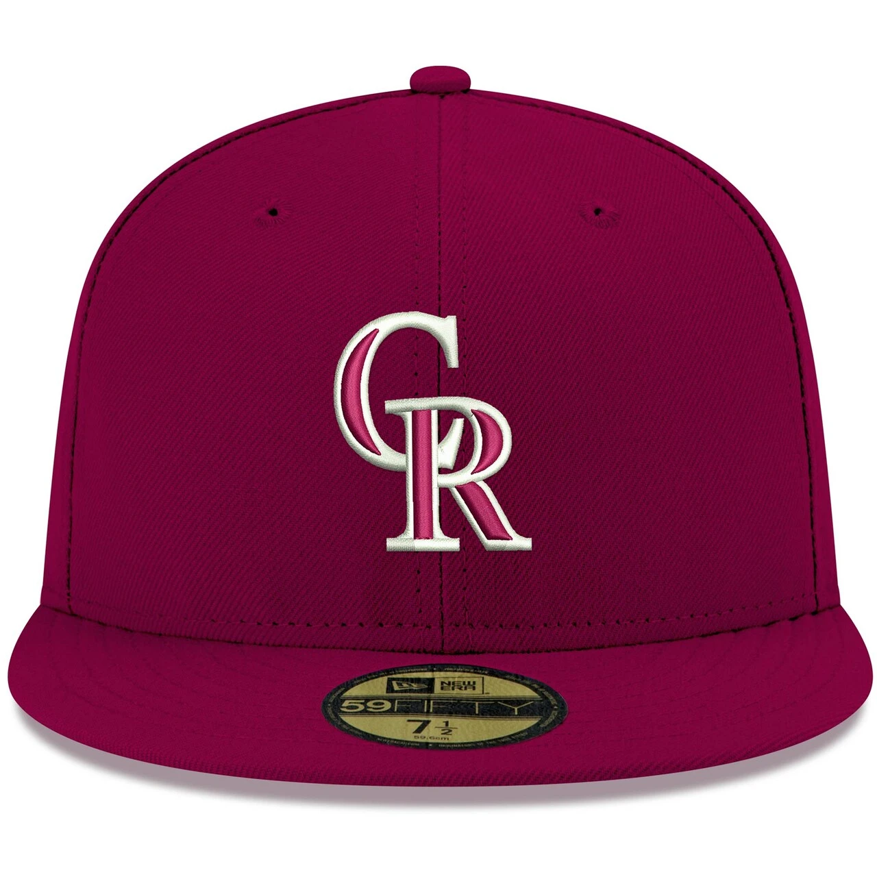 Men's Colorado Rockies New Era Cardinal White Logo 59FIFTY Fitted Hat - Image 2