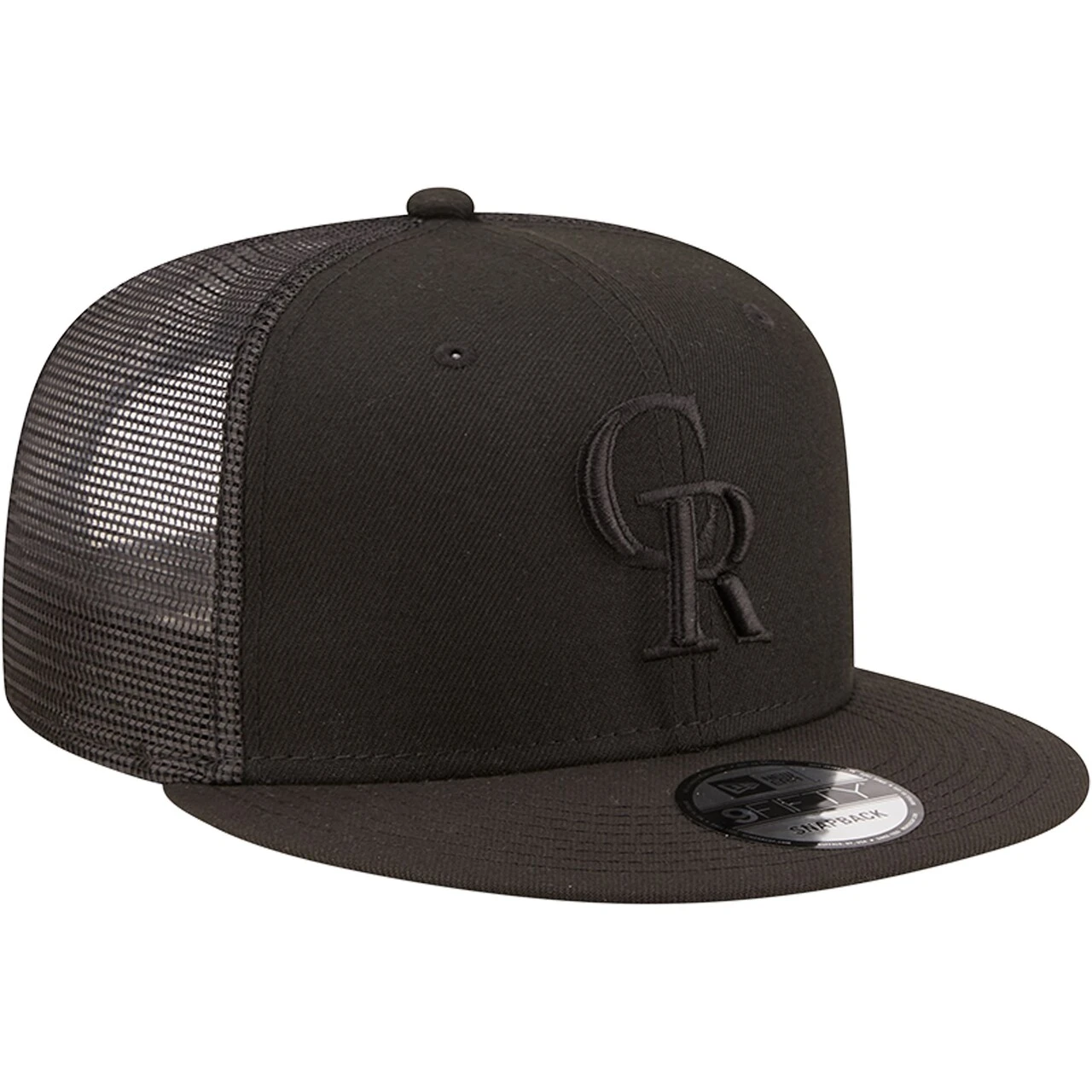 Men's Colorado Rockies New Era Blackout Trucker 9FIFTY Snapback Hat - Image 3