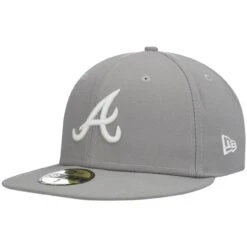 Men's Atlanta Braves New Era Gray White Logo 59FIFTY Fitted Hat