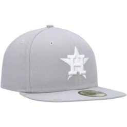 Men's Houston Astros New Era Gray White Logo 59FIFTY Fitted Hat -NEW ERA Sales Store mens new era gray houston astros white logo 59fifty fitted hat pi4208000 altimages ff 4208677 6421f6deae50d676adbealt3 full