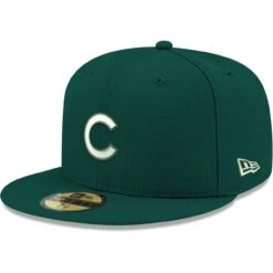 Men's Chicago Cubs New Era Green White Logo 59FIFTY Fitted Hat