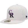 Men's Colorado Rockies New Era Khaki Stone Dim Undervisor 59FIFTY Fitted Hat