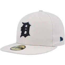 Men's Detroit Tigers New Era Khaki Stone Dim Undervisor 59FIFTY Fitted Hat