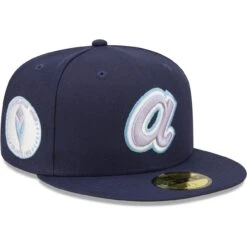 Men's Atlanta Braves New Era Navy 1972 MLB All-Star Game Lavender Undervisor 59FIFTY Fitted Hat
