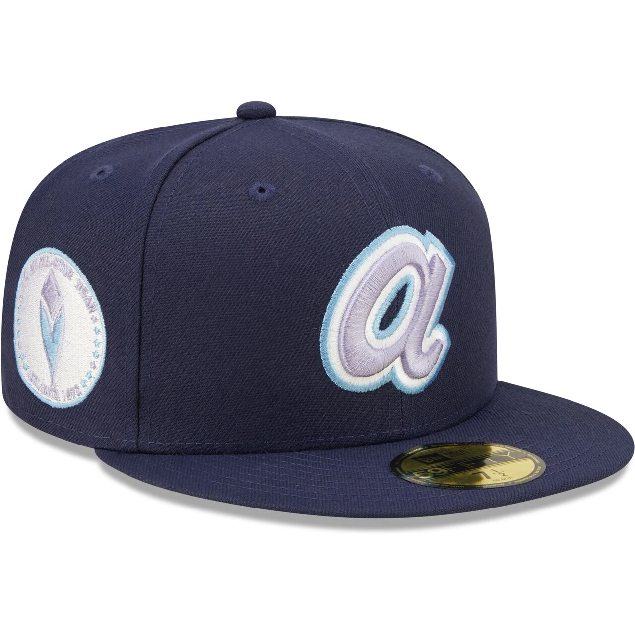 Men's Atlanta Braves New Era Navy 1972 MLB All-Star Game Lavender Undervisor 59FIFTY Fitted Hat 1 Men's Atlanta Braves New Era Navy 1972 MLB All-Star Game Lavender Undervisor 59FIFTY Fitted Hat