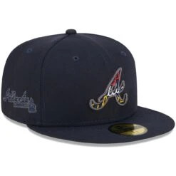 Men's Atlanta Braves New Era Navy Script Fill 59FIFTY Fitted Hat