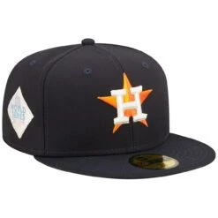 Men's Houston Astros New Era Navy Pop Sweatband Undervisor 2017 MLB World Series Cooperstown Collection 59FIFTY Fitted Hat