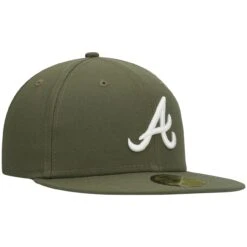 Men's Atlanta Braves New Era Olive White Logo 59FIFTY Fitted Hat 6 Men's Atlanta Braves New Era Olive White Logo 59FIFTY Fitted Hat -NEW ERA Sales Store mens new era olive atlanta braves white logo 59fifty fitted hat pi4208000 altimages ff 4208678 81ec770f7c678401f758alt3 full