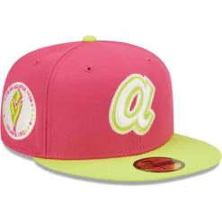 Men's Atlanta Braves New Era Pink 1972 MLB All-Star Game Beetroot Cyber 59FIFTY Fitted Hat