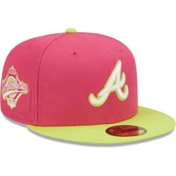 Men's Atlanta Braves New Era Pink 1995 World Series Champions Beetroot Cyber 59FIFTY Fitted Hat