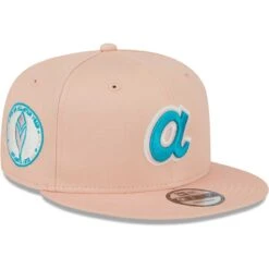 Men's Atlanta Braves New Era Pink Sky Aqua Undervisor 9FIFTY Snapback Hat