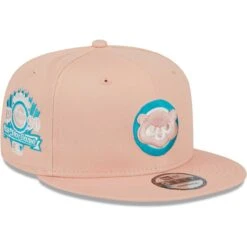 Men's Chicago Cubs New Era Pink Sky Aqua Undervisor 9FIFTY Snapback Hat