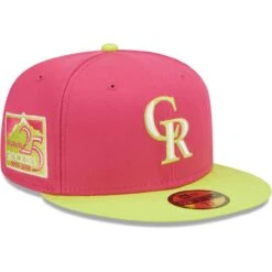 Men's Colorado Rockies New Era Pink 25th Anniversary Beetroot Cyber 59FIFTY Fitted Hat
