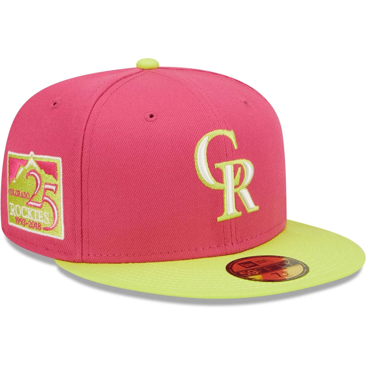 Men's Colorado Rockies New Era Pink 25th Anniversary Beetroot Cyber 59FIFTY Fitted Hat
