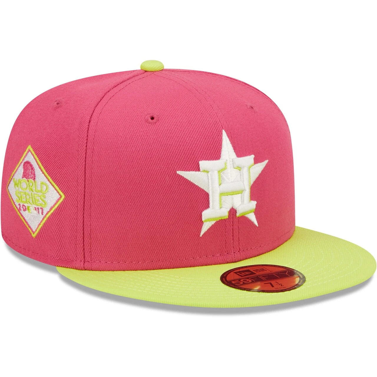 Men's Houston Astros New Era Pink 2017 World Series Champions Beetroot Cyber 59FIFTY Fitted Hat 1 Men's Houston Astros New Era Pink 2017 World Series Champions Beetroot Cyber 59FIFTY Fitted Hat