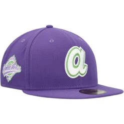 Men's Atlanta Braves New Era Purple Lime Side Patch 59FIFTY Fitted Hat