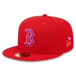 Men's Boston Red Sox New Era Red Purple Undervisor 59FIFTY Fitted Hat