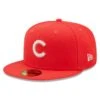 Men's Chicago Cubs New Era Red Lava Highlighter Logo 59FIFTY Fitted Hat