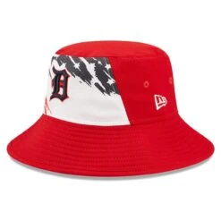 Men's Detroit Tigers New Era Red 2022 4th Of July Bucket Hat