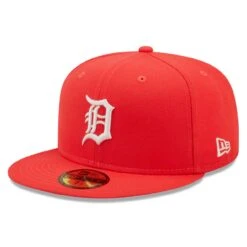 Men's Detroit Tigers New Era Red Lava Highlighter Logo 59FIFTY Fitted Hat