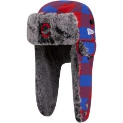 Men's Chicago Cubs New Era Royal Buffalo Plaid Trapper Hat
