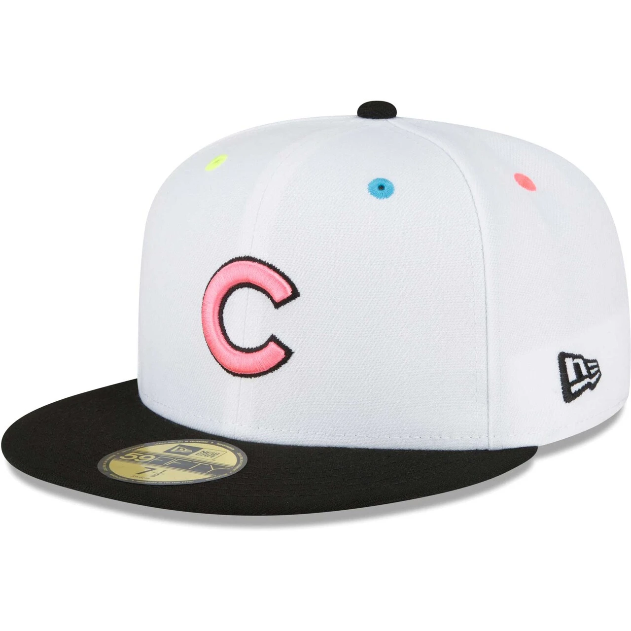 Men's Chicago Cubs New Era White Neon Eye 59FIFTY Fitted Hat 3 Men's Chicago Cubs New Era White Neon Eye 59FIFTY Fitted Hat - Image 3