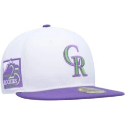 Men's Colorado Rockies New Era White 25th Anniversary Side Patch 59FIFTY Fitted Hat