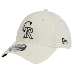 Men's Colorado Rockies New Era White Chrome Team Classic 39THIRTY Flex Hat