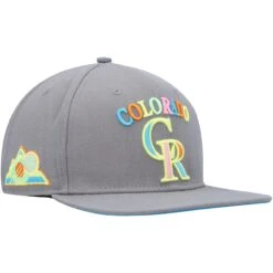 Men's Colorado Rockies Pro Standard Gray Washed Neon Snapback Hat
