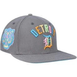 Men's Detroit Tigers Pro Standard Gray Washed Neon Snapback Hat