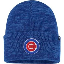 Men's Chicago Cubs Royal Brain Freeze Cuffed Knit Hat With Pom