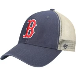 Men's Boston Red Sox '47 Navy/Natural Flagship Washed MVP Trucker Snapback Hat