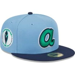 Men's Atlanta Braves New Era Light Blue/Navy Green Undervisor 59FIFTY Fitted Hat