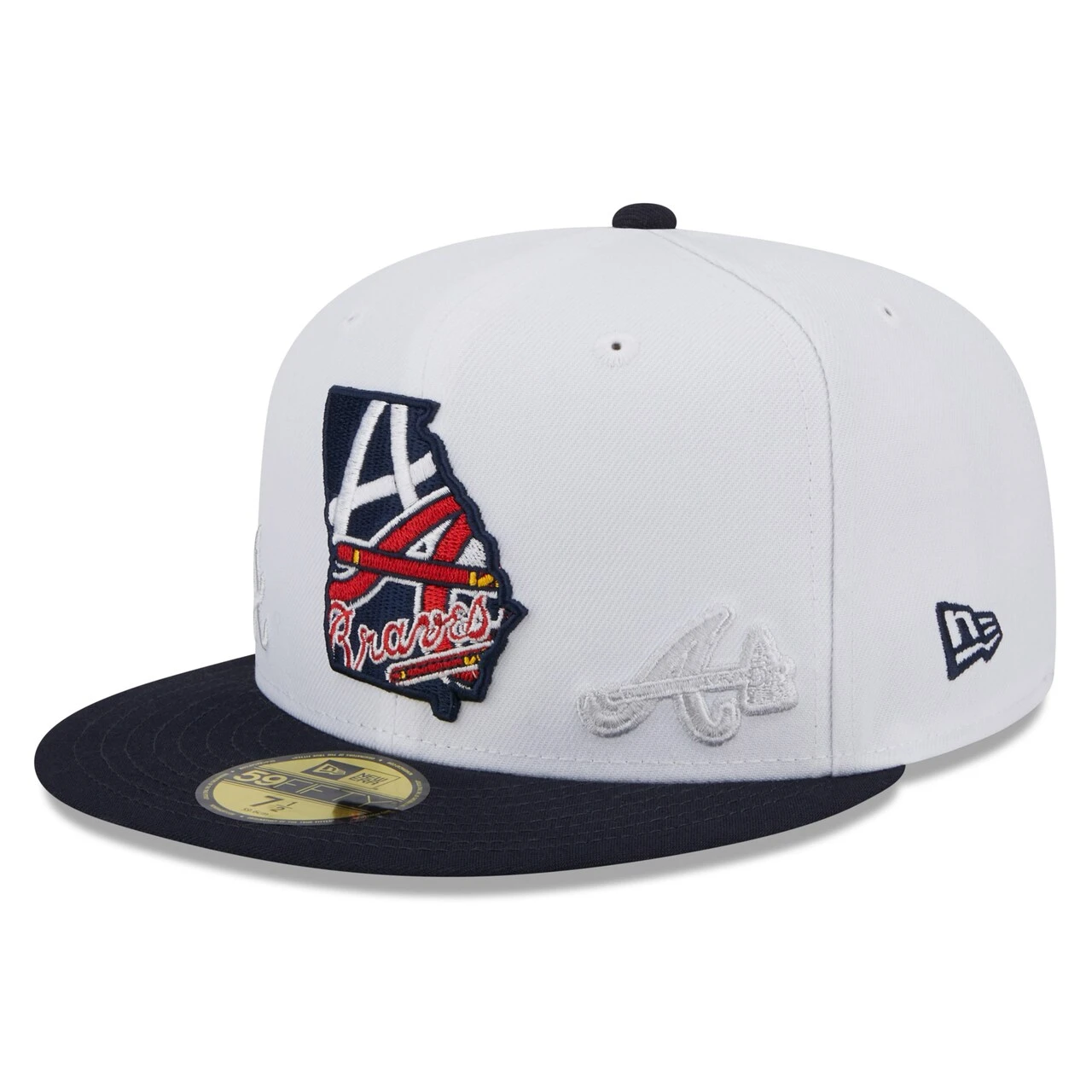 Men's Atlanta Braves New Era White/Navy State 59FIFTY Fitted Hat 1 Men's Atlanta Braves New Era White/Navy State 59FIFTY Fitted Hat