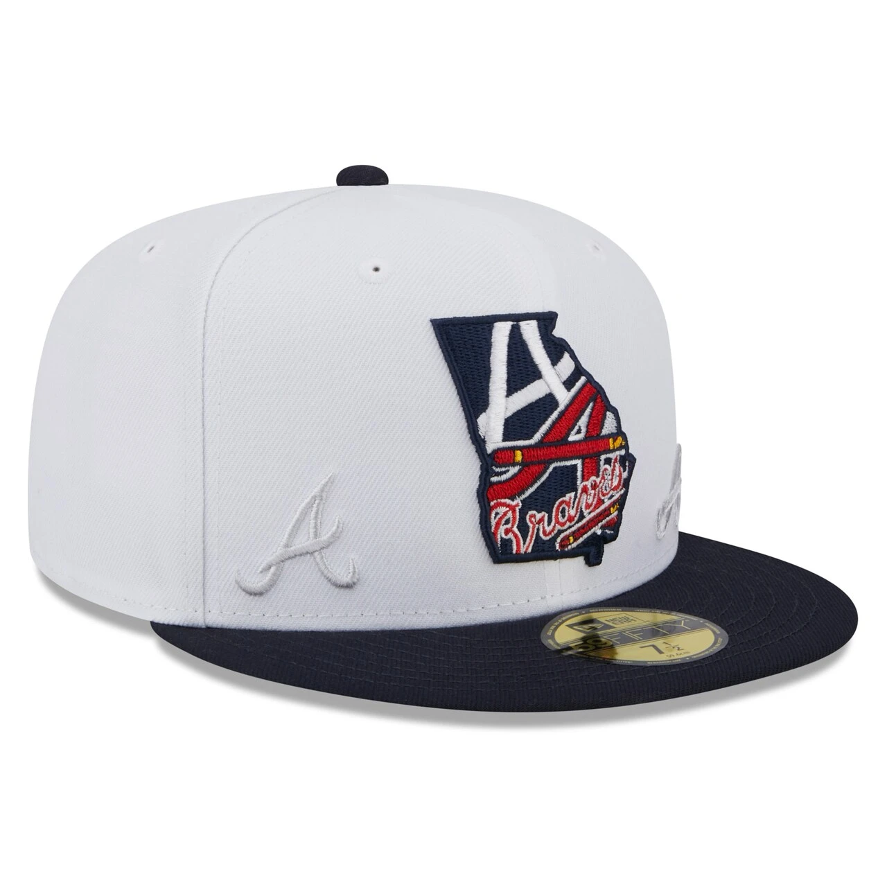 Men's Atlanta Braves New Era White/Navy State 59FIFTY Fitted Hat 3 Men's Atlanta Braves New Era White/Navy State 59FIFTY Fitted Hat - Image 3