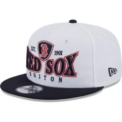 Men's Boston Red Sox New Era White/Navy Crest 9FIFTY Snapback Hat