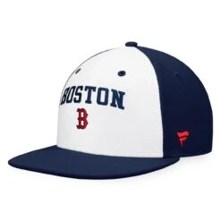 Men's Boston Red Sox Fanatics Branded White/Navy Iconic Color Blocked Fitted Hat