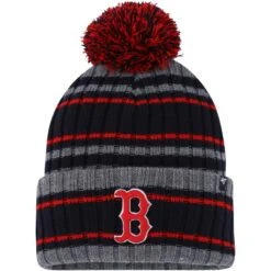 Men's Boston Red Sox '47 Gray/Navy Rexford Cuffed Knit Hat With Pom