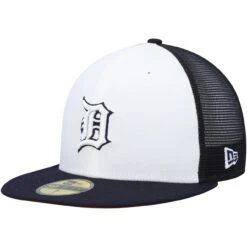 Men's Detroit Tigers New Era White/Navy 2023 On-Field Batting Practice 59FIFTY Fitted Hat