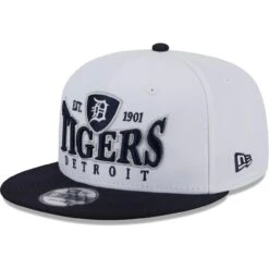 Men's Detroit Tigers New Era White/Navy Crest 9FIFTY Snapback Hat